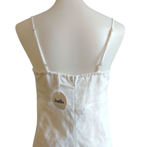 White Linen Sleeveless Maxi Dress with Black Trim Giselle By Isilis - Picture 6 of 10